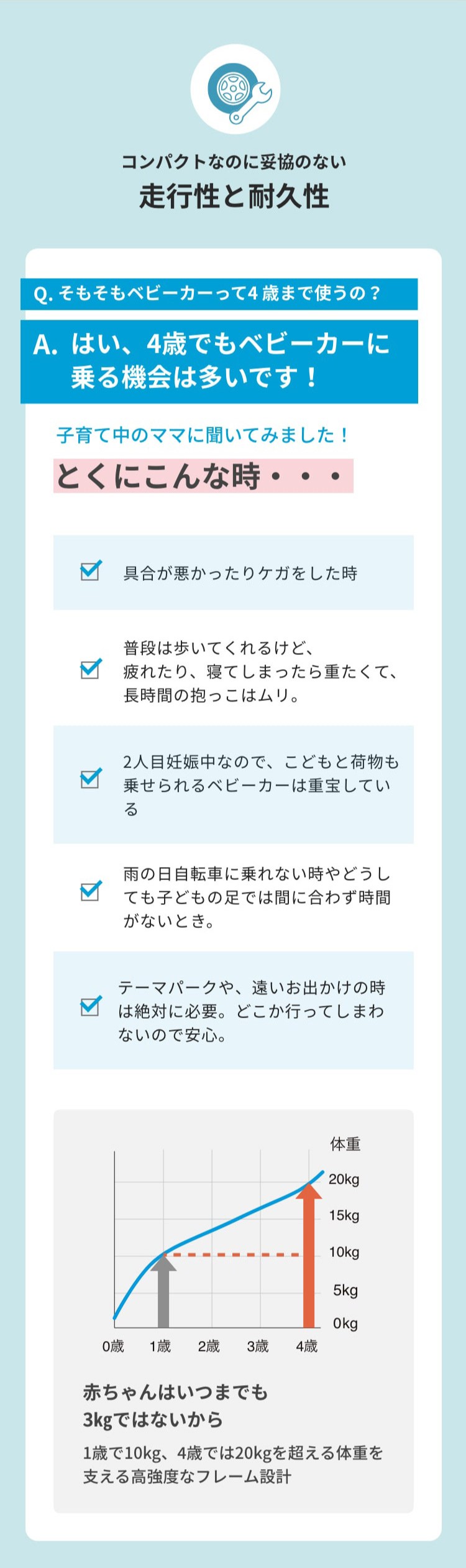 コンパクトなのに妥協のない走行性と耐久性